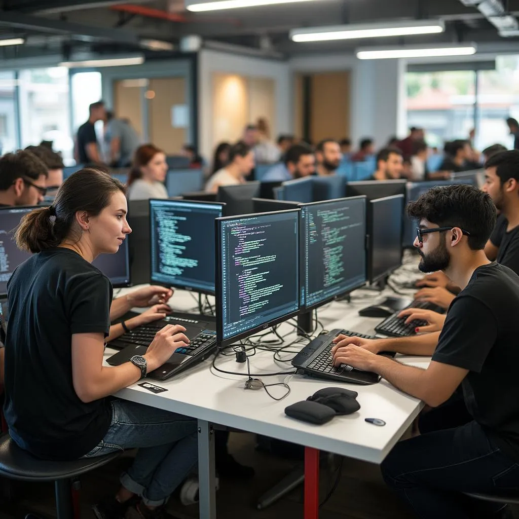 Equipo durante hackathon fintech